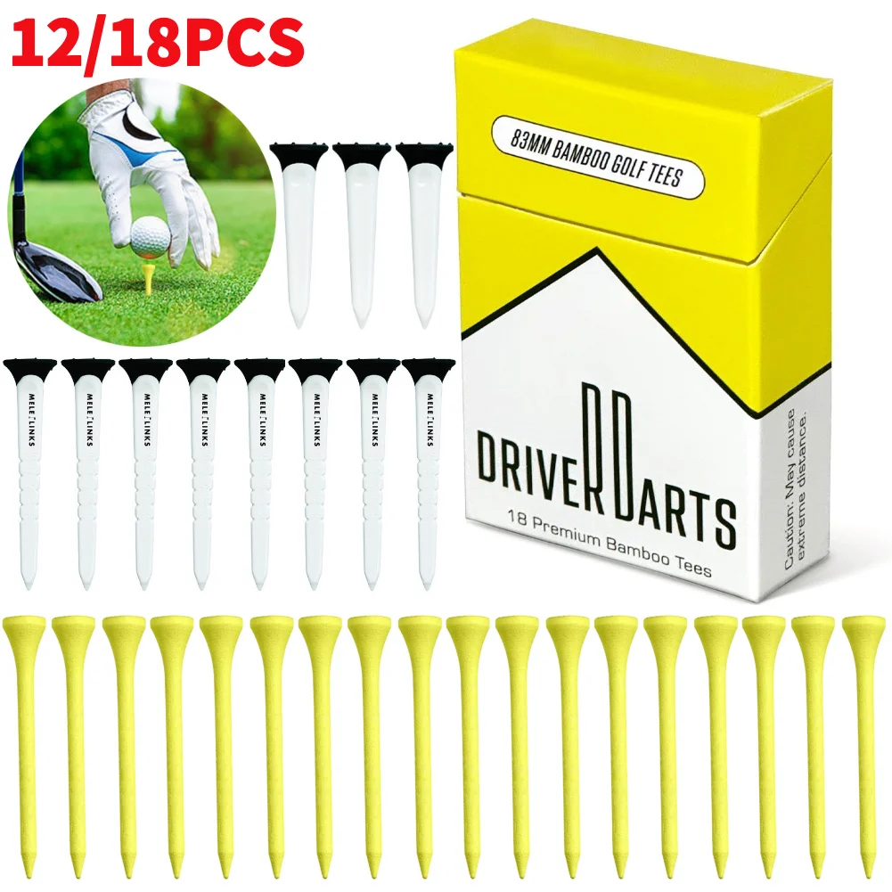 Golf Ball Premium - 18-12 ชิ้น/กล่อง ทีตีกอล์ฟไม้ไผ่คุณภาพพรีเมียม ขนาด 83/79/45 มม.
