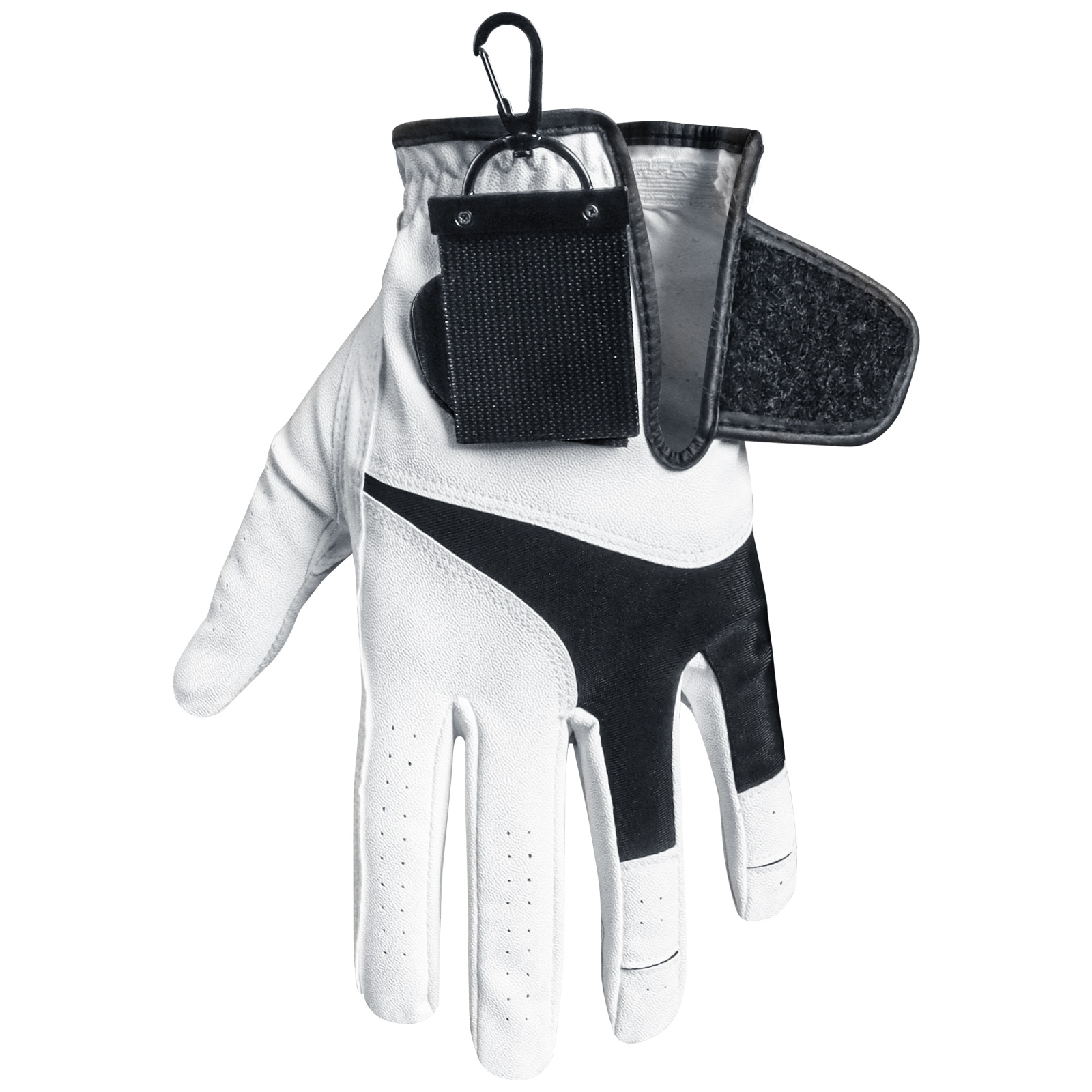 Golf Glove Cadet - ที่เก็บถุงมือกอล์ฟแบบพกพาพร้อมคลิปเทปตีนตุ๊กแก ติดกับกระเป๋าหรือกางเกง พร้อมที่ทำความสะอาดลูกกอล์ฟรูปหัวกะโหลก สำหรับใช้งานกลางแจ้ง